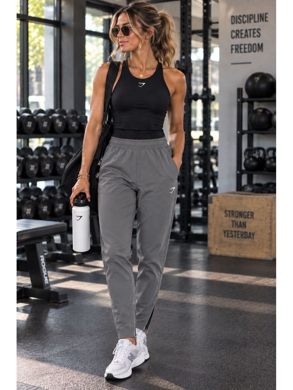 Gymshark athletic pants with ankle zipper medium